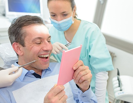 A man getting a dental bridge