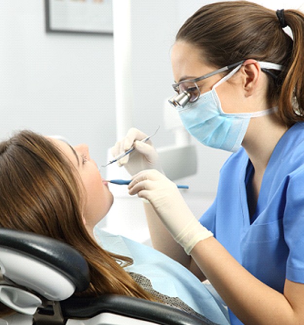 Woman getting a dental checkup