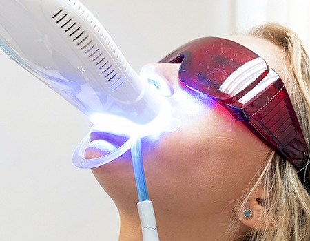 Woman receiving zoom teeth whitening