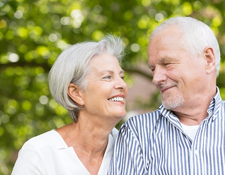 older couple smiling together 