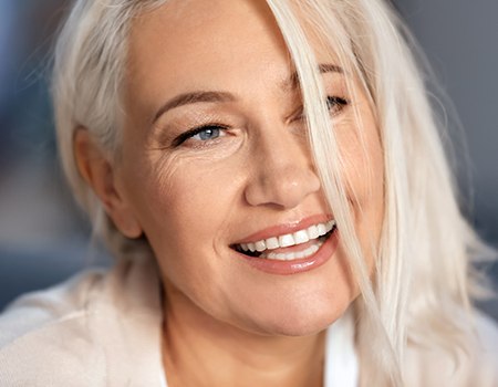 closeup of older woman smiling 