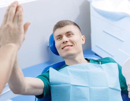 Anxious Willow Grove patient feeling calmer in chair 