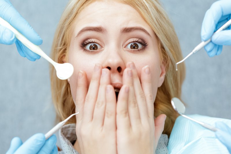 Woman with dental phobia