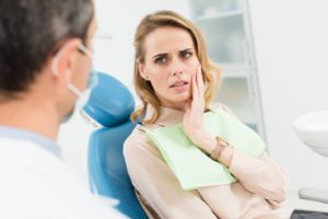 Patient visiting her dentist due to a chipped tooth.